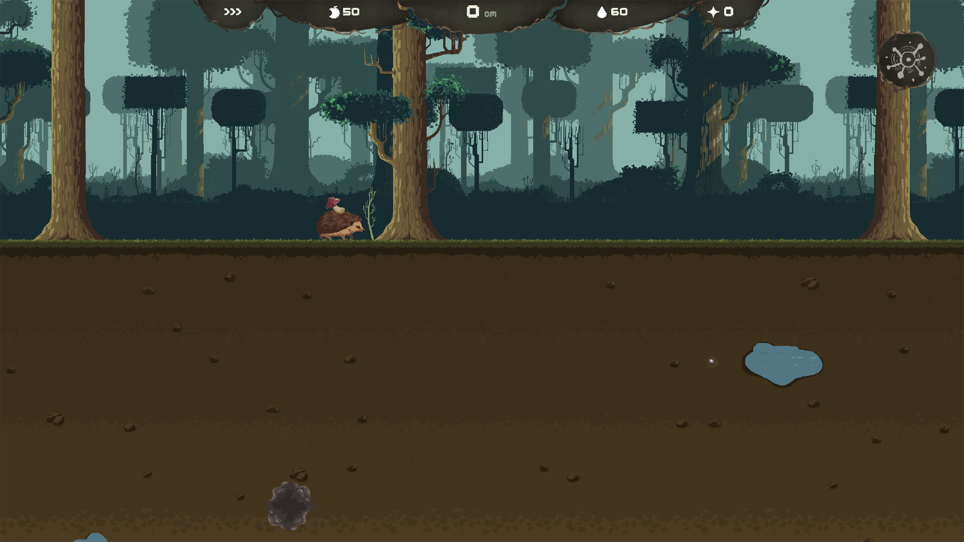Mycelarium screenshot: a quiet forest surface above the soil.